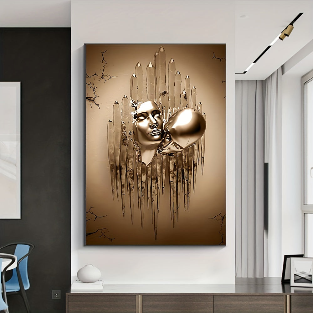 Love Couples Kissing Hug Abstract Canvas Painting - 1pc Wall Art for Bathroom Bedroom Office Living Room Home Decor - No Frame