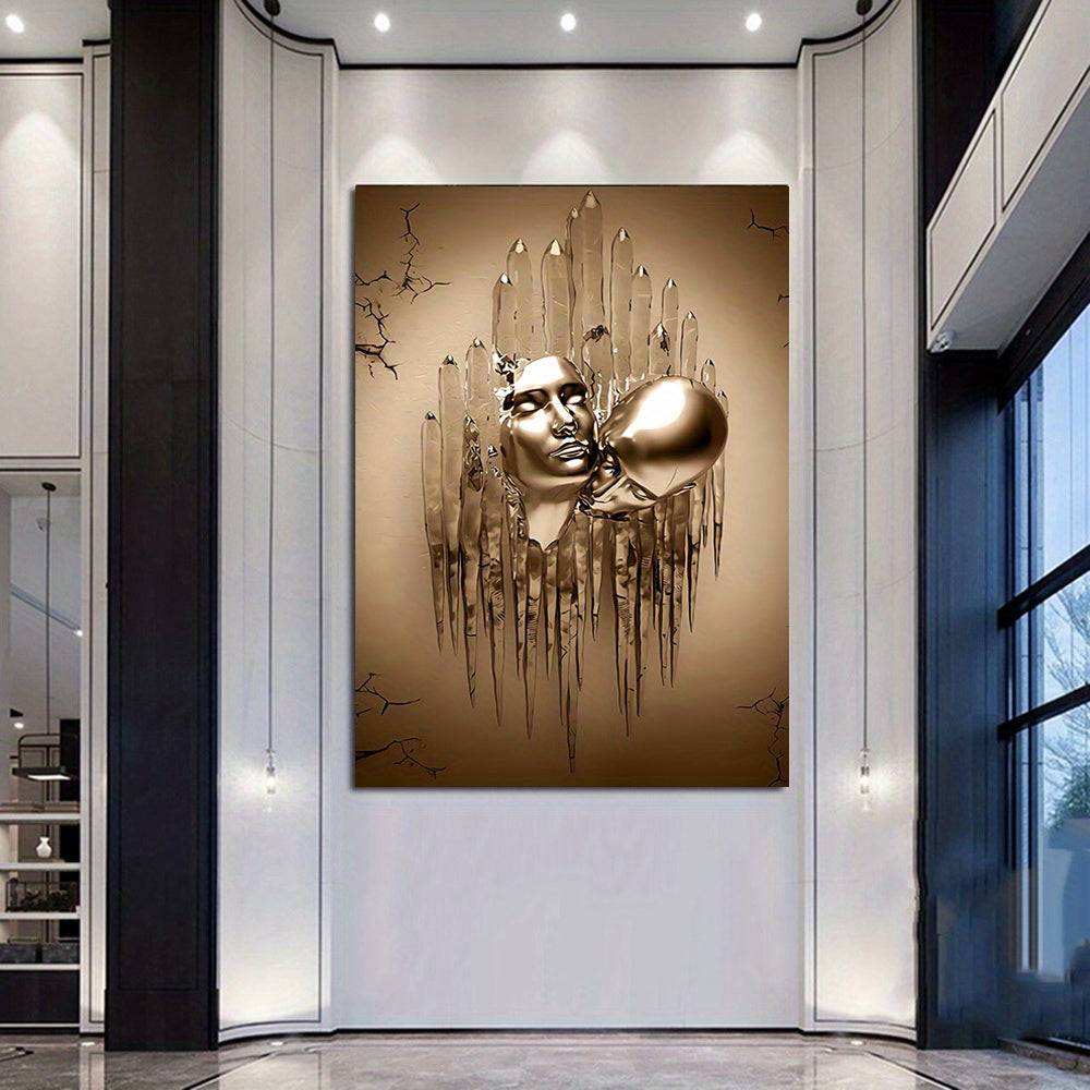 Love Couples Kissing Hug Abstract Canvas Painting - 1pc Wall Art for Bathroom Bedroom Office Living Room Home Decor - No Frame