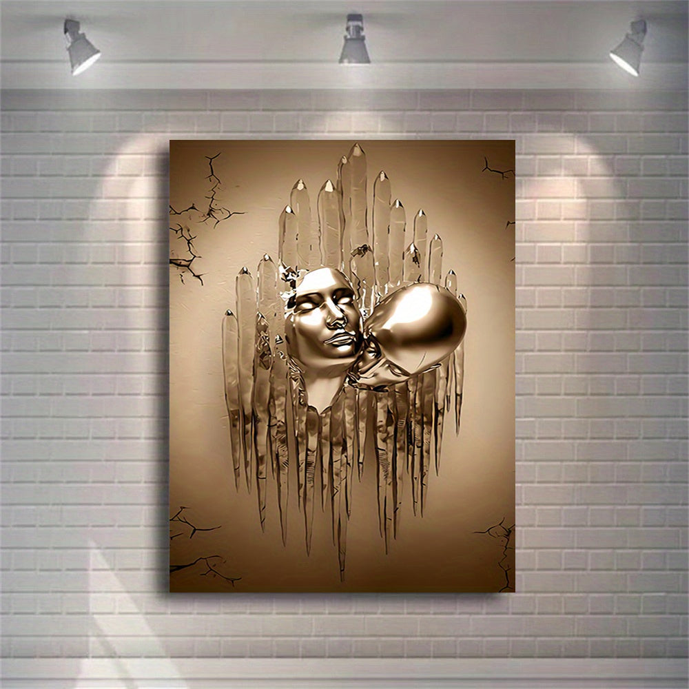 Love Couples Kissing Hug Abstract Canvas Painting - 1pc Wall Art for Bathroom Bedroom Office Living Room Home Decor - No Frame