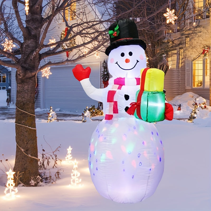 5ft Inflatable Snowman with LED Lights, Polyester, Outdoor Christmas Decor, 110V-130V, Plug-in, Festive Holiday Yard Garden Lawn Decoration