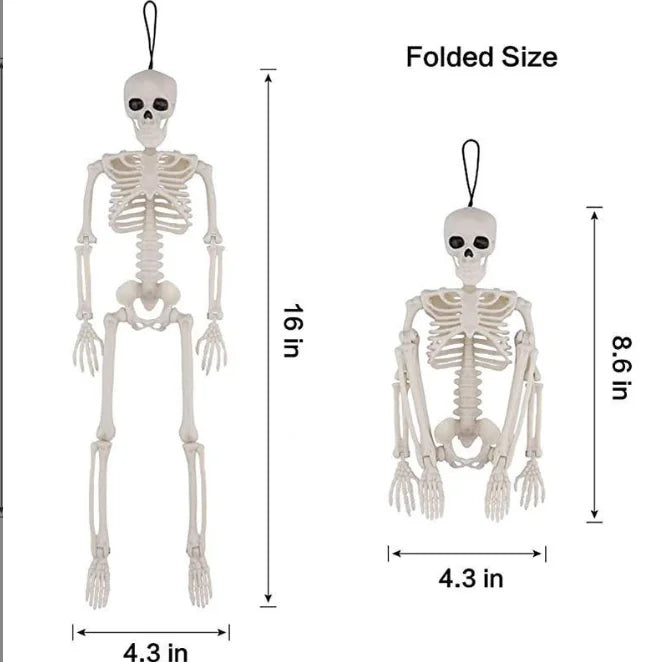 Pafu 2PCS Halloween Foldable Skeletons Decor Hanging Spooky Skeletons with Movable Joint Skull Full Body Halloween Skeleton