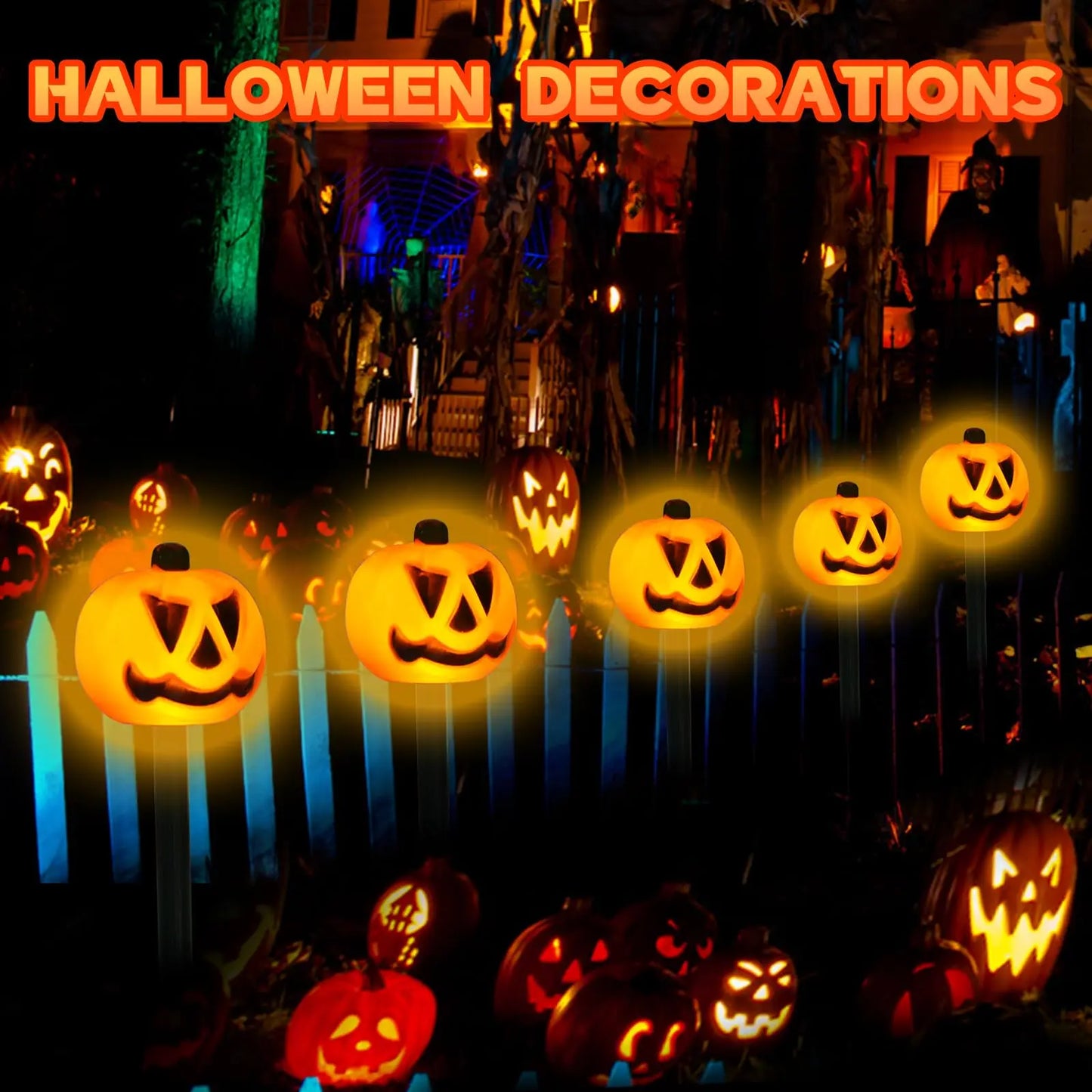5PCS/Set Pumpkin,Ghost Solar Halloween Lights Outdoor Waterproof Pathway Light Garden Home Decoration Lamp Halloween Accessories
