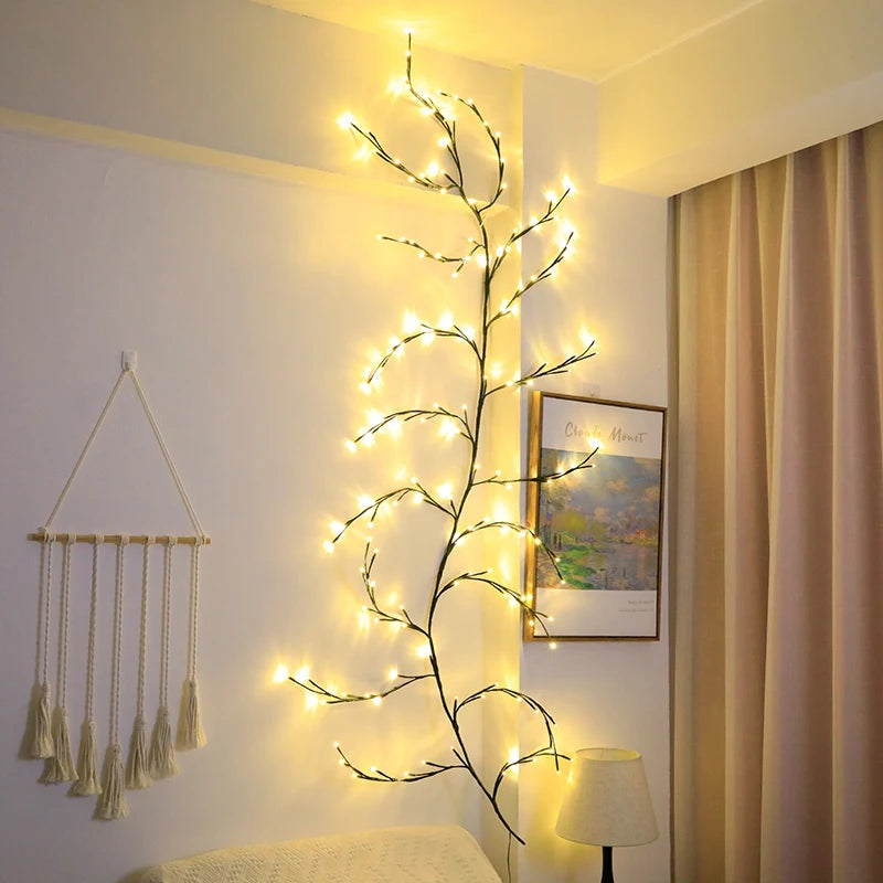 Christmas Decorations Artificial Plants Vine Tree Willow Rattan Lights 144 LED Wall Bedroom Living Room Valentine's Day Decor