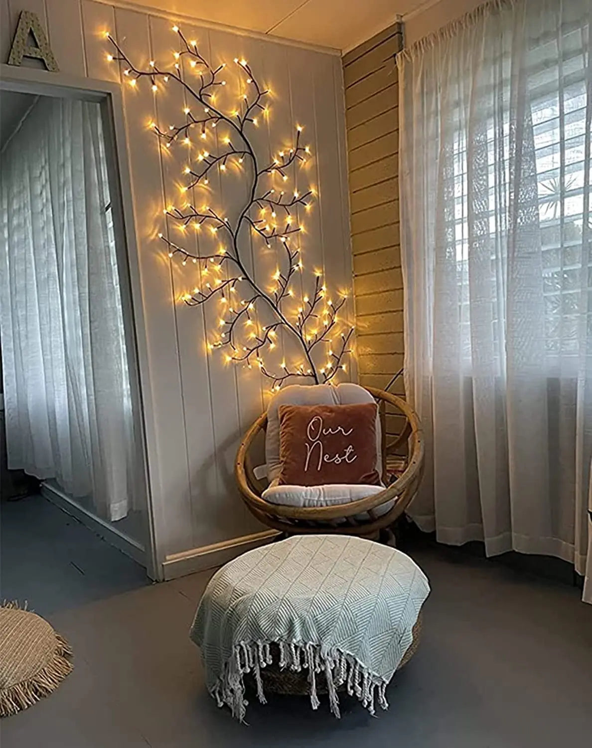 Christmas Decorations Artificial Plants Vine Tree Willow Rattan Lights 144 LED Wall Bedroom Living Room Valentine's Day Decor