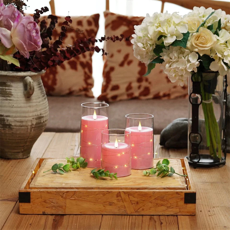 3Pcs Flameless LED Electronic Candle Dropping Wax Tea Light Realistic Flames Led Lamp Christmas Halloween Wedding Home Decor