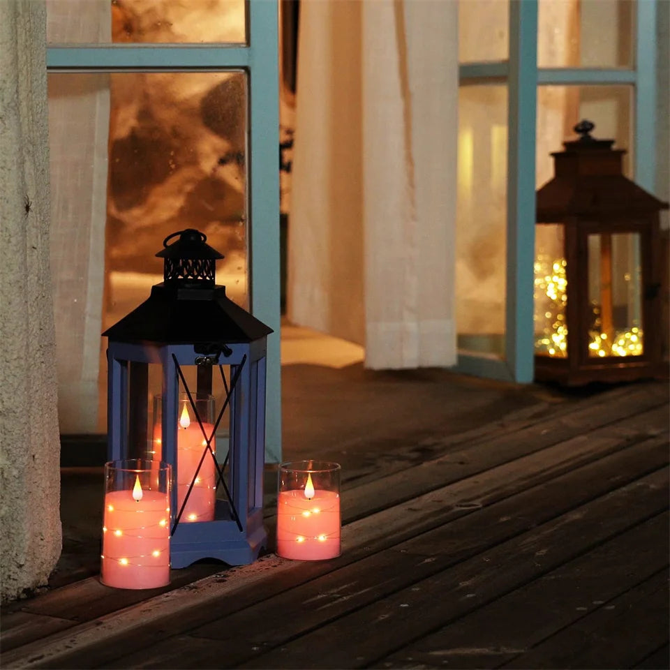 3Pcs Flameless LED Electronic Candle Dropping Wax Tea Light Realistic Flames Led Lamp Christmas Halloween Wedding Home Decor