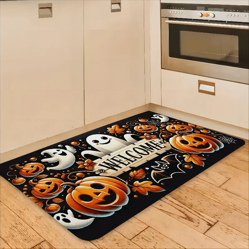 VIKAMA Halloween Carpet Cute Ghost Pumpkin Doormat Welcome Mat Rug For Bedroom Live Room Carpet Outdoor Carpet Home Decoration