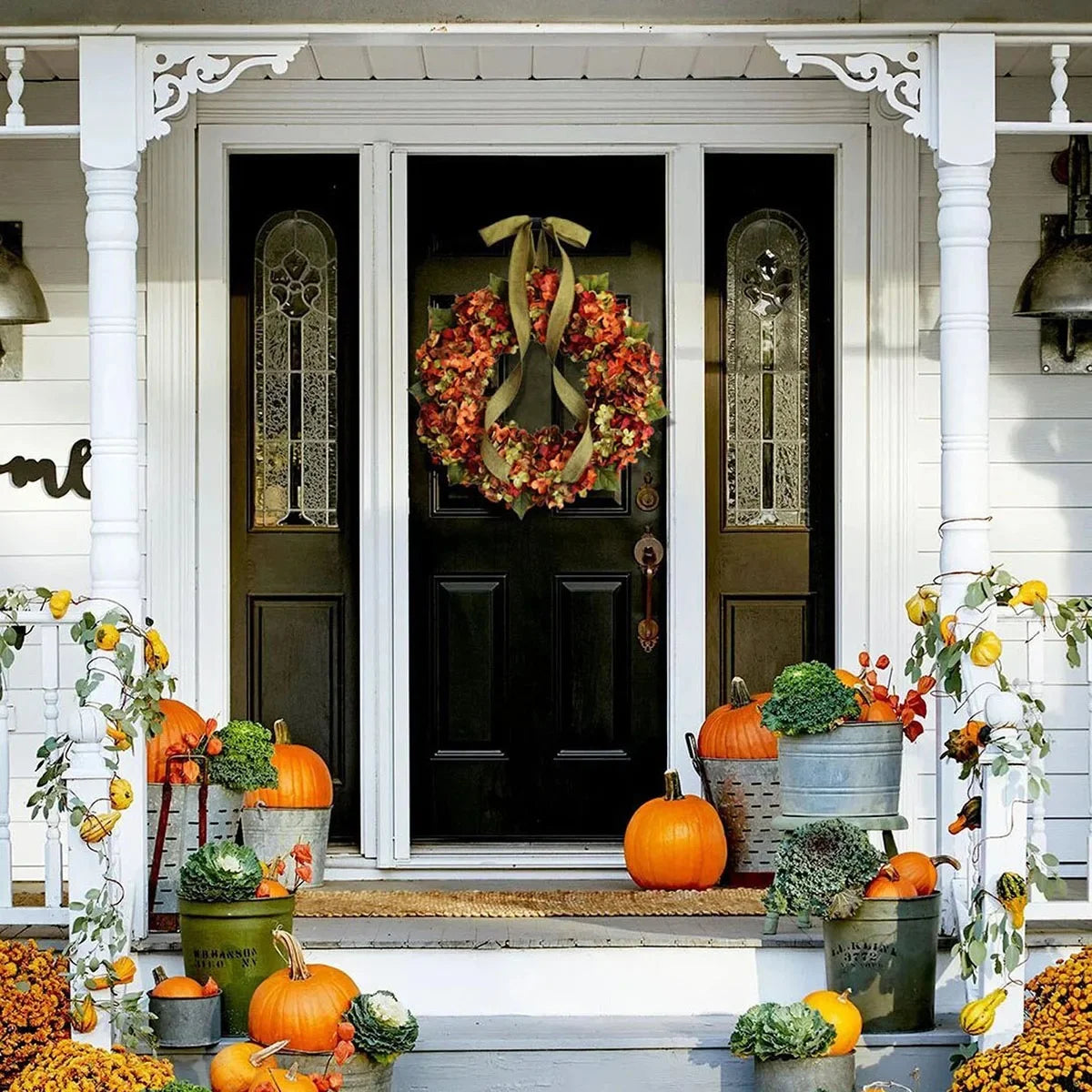 Christmas Indoor & Outdoor Decorations, Autumn Flowers, Thanksgiving Wreaths, Restaurant Party Holiday Wreath Door Decor