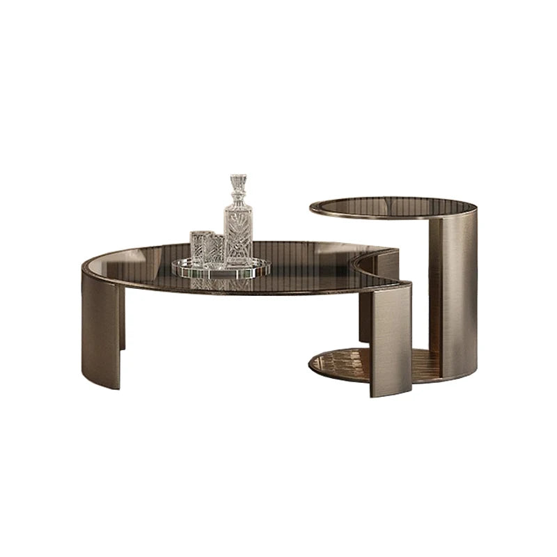 simple glass coffee table designer creative cream wind apartment living room household stainless steel tea table combination