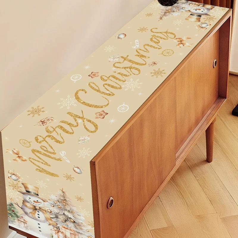 Christmas Table Runner Merry Christmas Decoration for Home Xmas Party Decor 2025 Navidad Notal Noel Ornament Happy New Year 2026