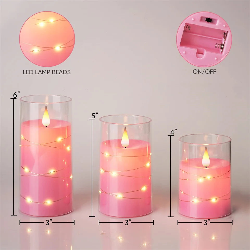 3Pcs Flameless LED Electronic Candle Dropping Wax Tea Light Realistic Flames Led Lamp Christmas Halloween Wedding Home Decor