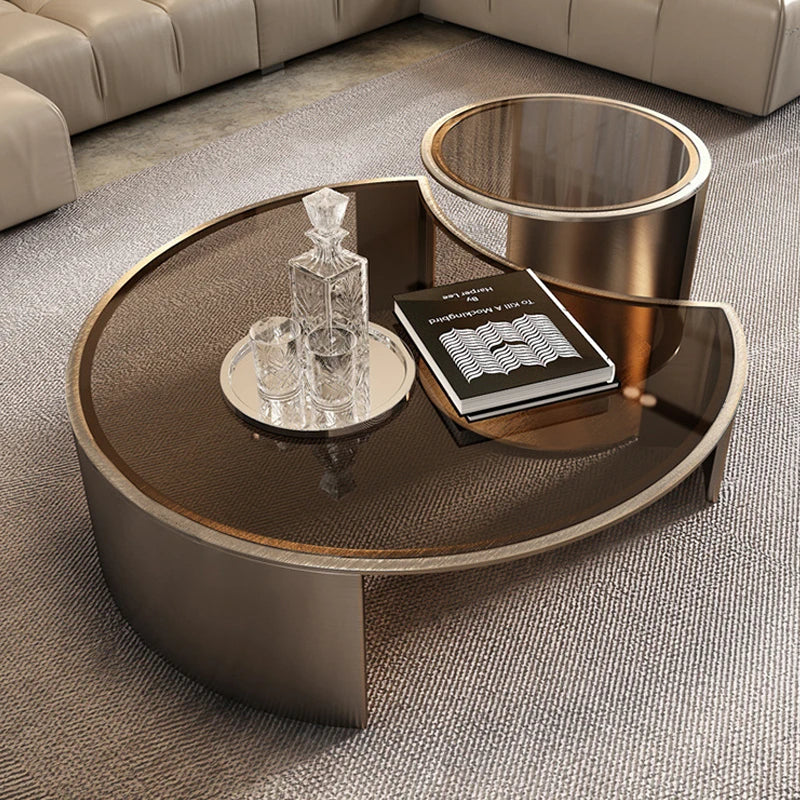 simple glass coffee table designer creative cream wind apartment living room household stainless steel tea table combination