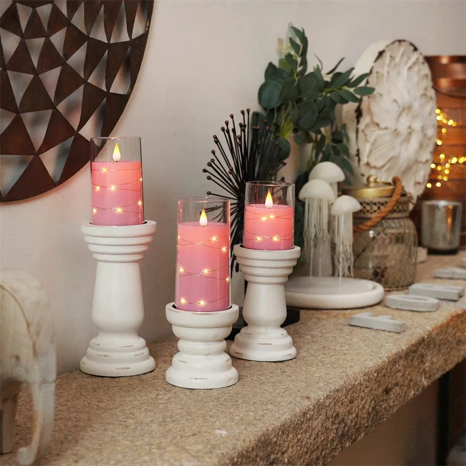 3Pcs Flameless LED Electronic Candle Dropping Wax Tea Light Realistic Flames Led Lamp Christmas Halloween Wedding Home Decor