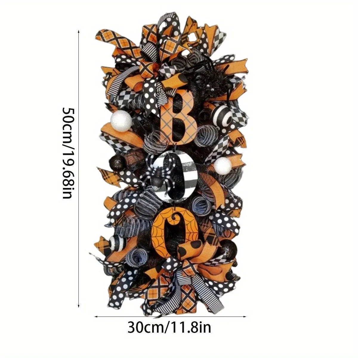 Halloween Swag Wreath, Autumn Wreath, Fall Boo Swag Wreaths, Scary Front Door Ornaments, Halloween Spider Mesh and