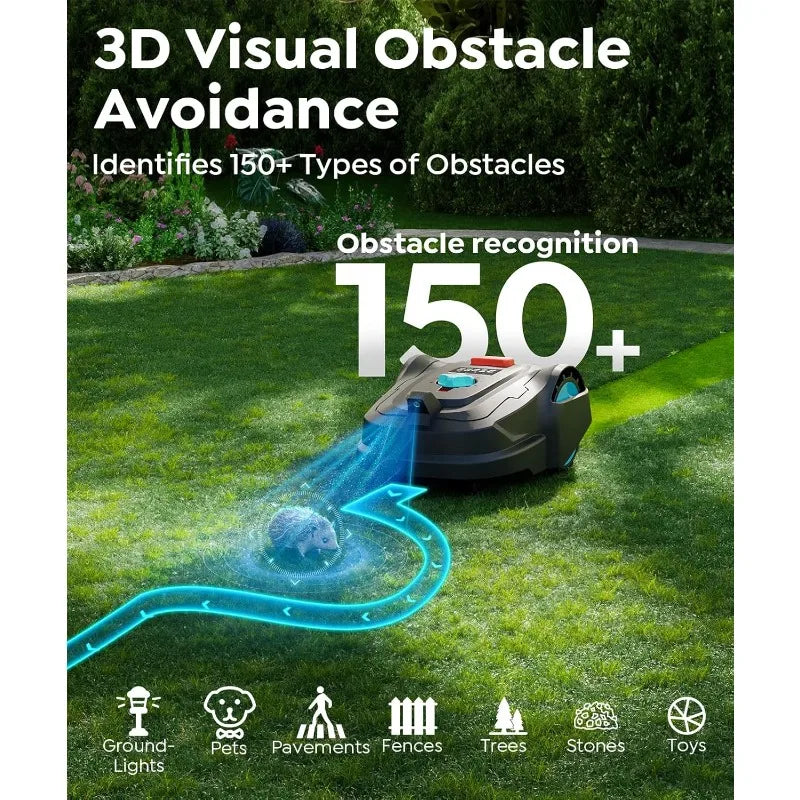 M800Plus Cordless Robot Lawn Mower With GPS + 3D Visual Navigation, Bow-Shaped Path Mowing, APP Control, 4.0Ah Automatic Robotic