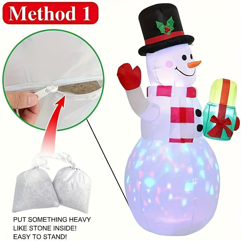 5ft Inflatable Snowman with LED Lights, Polyester, Outdoor Christmas Decor, 110V-130V, Plug-in, Festive Holiday Yard Garden Lawn Decoration