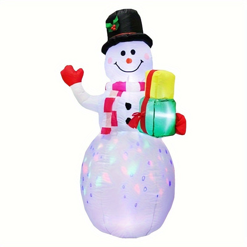 5ft Inflatable Snowman with LED Lights, Polyester, Outdoor Christmas Decor, 110V-130V, Plug-in, Festive Holiday Yard Garden Lawn Decoration