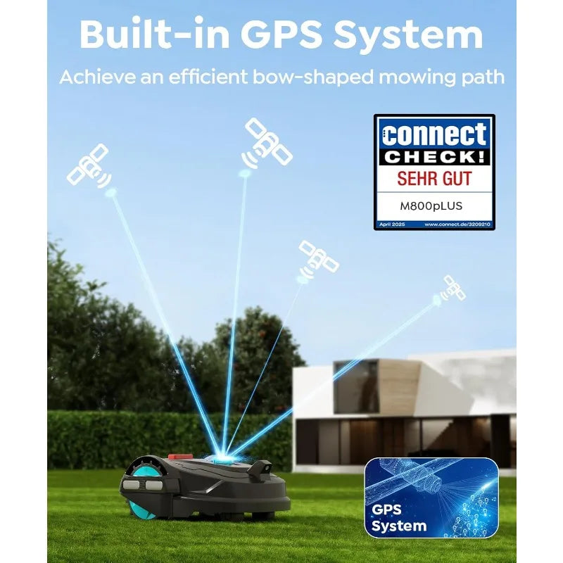 M800Plus Cordless Robot Lawn Mower With GPS + 3D Visual Navigation, Bow-Shaped Path Mowing, APP Control, 4.0Ah Automatic Robotic