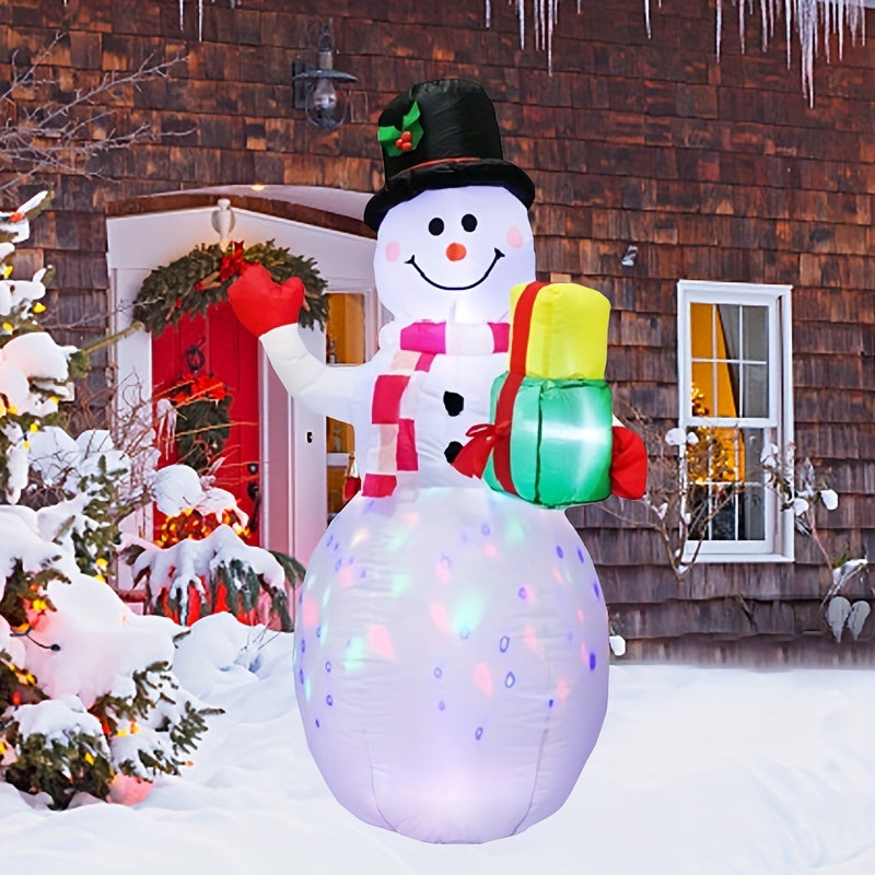 5ft Inflatable Snowman with LED Lights, Polyester, Outdoor Christmas Decor, 110V-130V, Plug-in, Festive Holiday Yard Garden Lawn Decoration