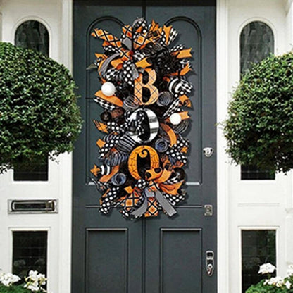 Halloween Swag Wreath, Autumn Wreath, Fall Boo Swag Wreaths, Scary Front Door Ornaments, Halloween Spider Mesh and