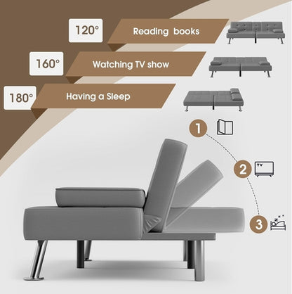 Futon Sofa Bed Modern Folding Futon Set PU Leather Convertible