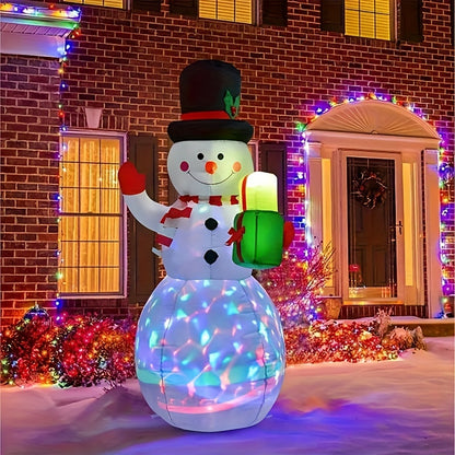 5ft Inflatable Snowman with LED Lights, Polyester, Outdoor Christmas Decor, 110V-130V, Plug-in, Festive Holiday Yard Garden Lawn Decoration