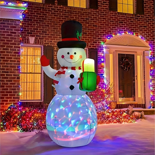 5ft Inflatable Snowman with LED Lights, Polyester, Outdoor Christmas Decor, 110V-130V, Plug-in, Festive Holiday Yard Garden Lawn Decoration