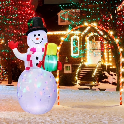 5ft Inflatable Snowman with LED Lights, Polyester, Outdoor Christmas Decor, 110V-130V, Plug-in, Festive Holiday Yard Garden Lawn Decoration