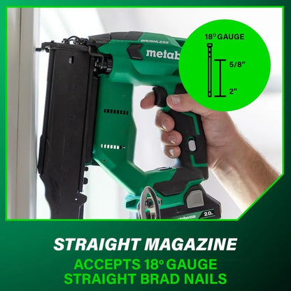 18V MultiVolt Brushless Compact Cordless Brad Nailer Kit, 18 Gauge With Power Tool 2.0Ah Lithium Ion Battery