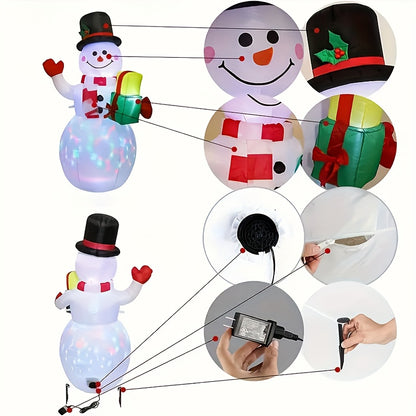 5ft Inflatable Snowman with LED Lights, Polyester, Outdoor Christmas Decor, 110V-130V, Plug-in, Festive Holiday Yard Garden Lawn Decoration