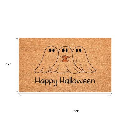17" X 29" Black And Natural Halloween Halloween Happy Halloween Outdoor Coir Door Mat