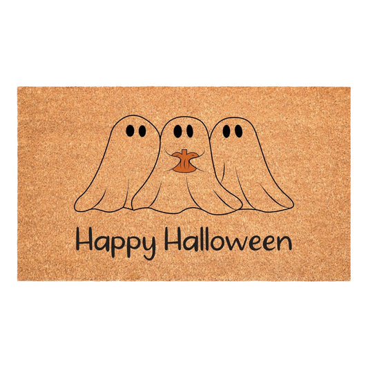 17" X 29" Black And Natural Halloween Halloween Happy Halloween Outdoor Coir Door Mat
