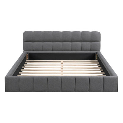 LuneluX_Home – 81.7" Upholstered Double Bed with Soft Linen Backrest