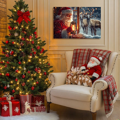 Christmas Gift Holiday Wall Decor Santa, Reindeer Snowy Lantern Scene, Great for Festive Cheer Perfect for Home Christmas Decor