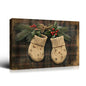 Christmas Gift Holiday Wall Decor - Knit Mittens, Pine & Holly Berries, Great for Festive Cheer Perfect for Home Christmas Decor