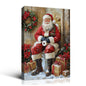 Looife Christmas Humorous Santa Claus Canvas Wall Art - Santa on Toilet with Christmas Decor, Funny Bathroom & Holiday Decor