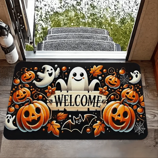 VIKAMA Halloween Carpet Cute Ghost Pumpkin Doormat Welcome Mat Rug For Bedroom  Live Room Carpet Outdoor Carpet Home Decoration