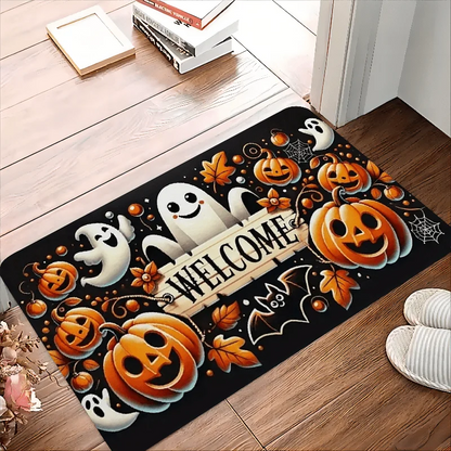 VIKAMA Halloween Carpet Cute Ghost Pumpkin Doormat Welcome Mat Rug For Bedroom  Live Room Carpet Outdoor Carpet Home Decoration