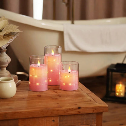 3Pcs Flameless LED Electronic Candle Dropping Wax Tea Light Realistic Flames Led Lamp Christmas Halloween Wedding Home Decor