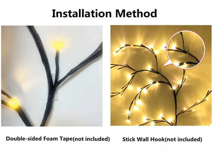 Christmas Decorations Artificial Plants Vine Tree Willow Rattan Lights 144 LED Wall Bedroom Living Room Valentine's Day Decor