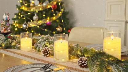 3Pcs Flameless LED Electronic Candle Dropping Wax Tea Light Realistic Flames Led Lamp Christmas Halloween Wedding Home Decor