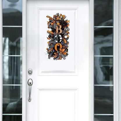 Halloween Swag Wreath, Autumn Wreath, Fall Boo Swag Wreaths, Scary Front Door Ornaments, Halloween Spider Mesh and