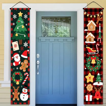 Christmas Couplets Door Decorations Santa Claus Gingerbread Man Snowman Festive Home Decoration Wall Art