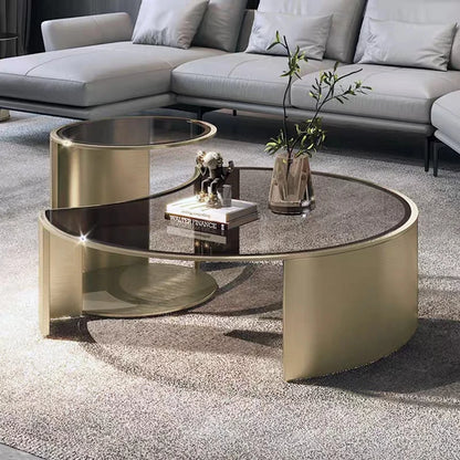 simple glass coffee table designer creative cream wind apartment living room household stainless steel tea table combination