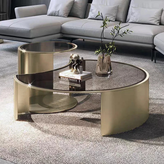 simple glass coffee table designer creative cream wind apartment living room household stainless steel tea table combination
