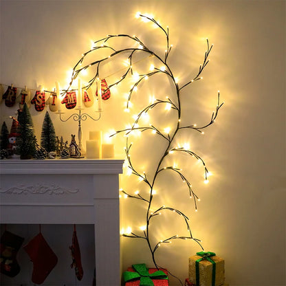 Christmas Decorations Artificial Plants Vine Tree Willow Rattan Lights 144 LED Wall Bedroom Living Room Valentine's Day Decor