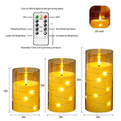 3Pcs Flameless LED Electronic Candle Dropping Wax Tea Light Realistic Flames Led Lamp Christmas Halloween Wedding Home Decor