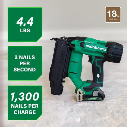 18V MultiVolt Brushless Compact Cordless Brad Nailer Kit, 18 Gauge With Power Tool 2.0Ah Lithium Ion Battery