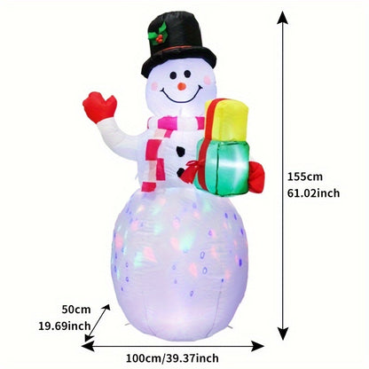 5ft Inflatable Snowman with LED Lights, Polyester, Outdoor Christmas Decor, 110V-130V, Plug-in, Festive Holiday Yard Garden Lawn Decoration